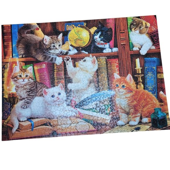 Cra-Z-Art Kodak 1000-Piece Library Mischief Adult Jigsaw Puzzle cat kittens cute - Picture 5 of 12